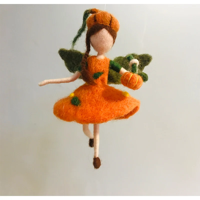 Fairy Girl Pumpkin Dress Elf Wool Needle Felting Needlecraft Material Kit
