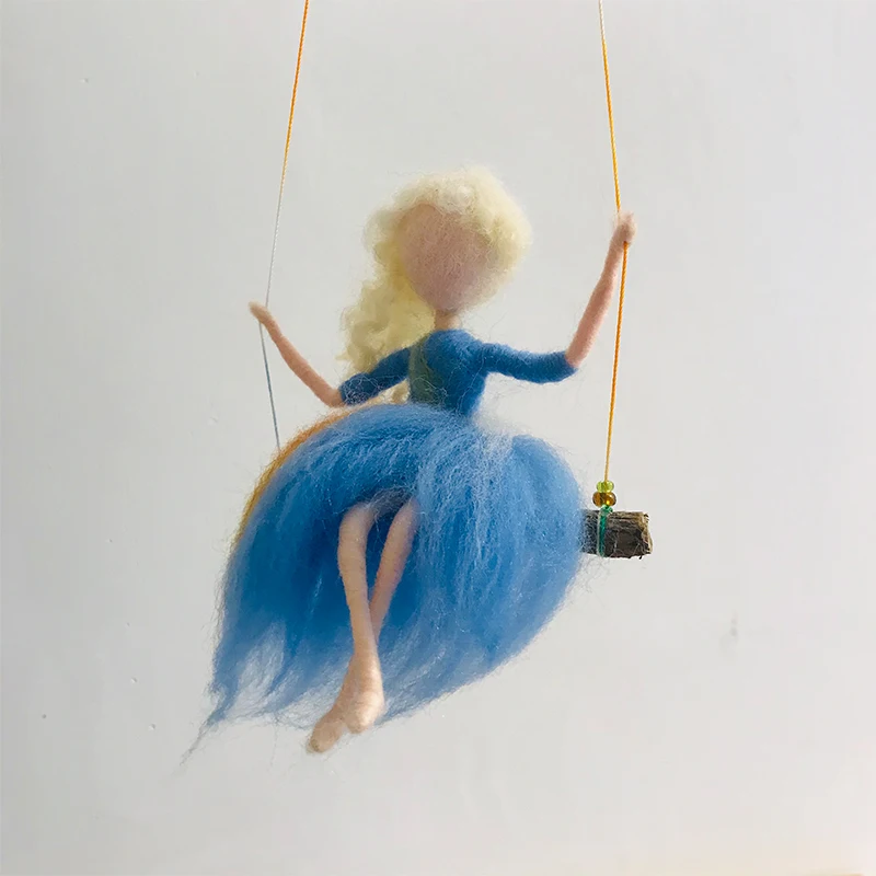 Non Finished DIY Swing Fairy Girl Women Wool Needle Felt Kit Lovely Handmade Toy Doll Home Decor Material Package Kit For Kids