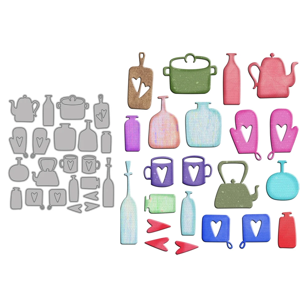 Kitchen Cutting Boards Oven Mitts Pot Bottles Teapot Metal Cutting Dies Craft