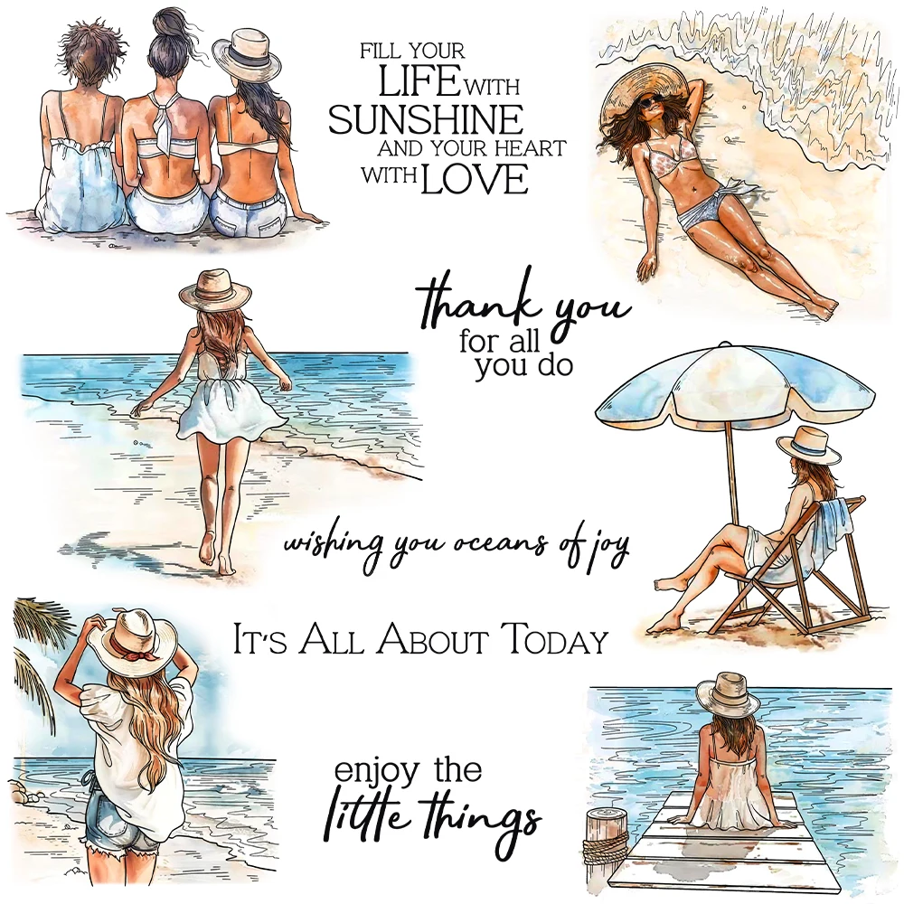 Beach Girls Fill Your Life With Sunshine and Your Heart With Love Clear Stamps