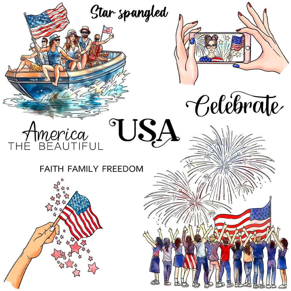 Independence Day July 4th Celebration Fireworks Faith Family Freedom Clear Stamp