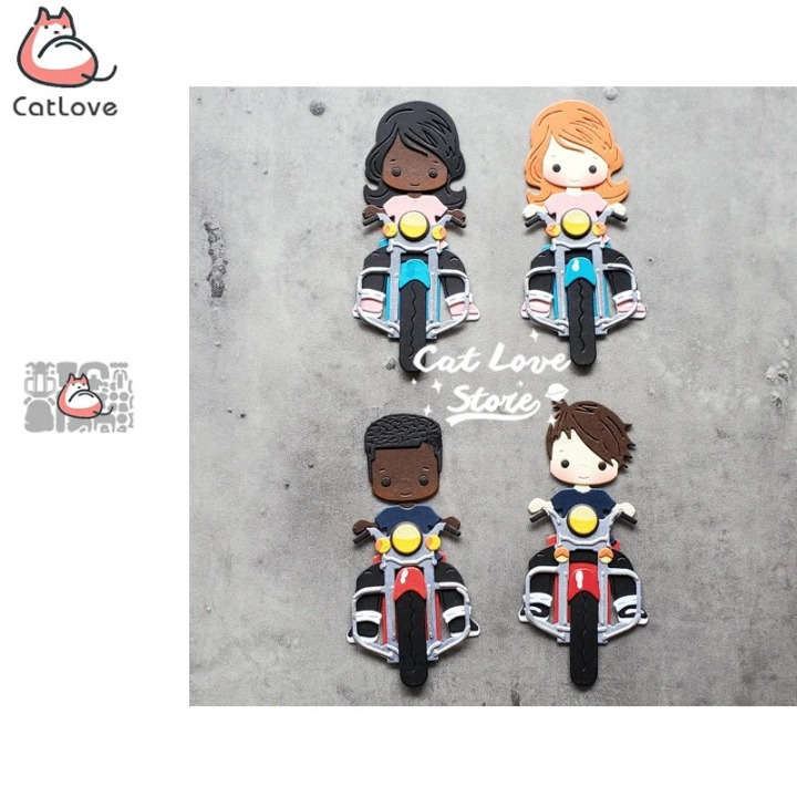 Motorcycle Boy Girl Metal Cutting Dies Scrapbooking Card Making DIY Craft