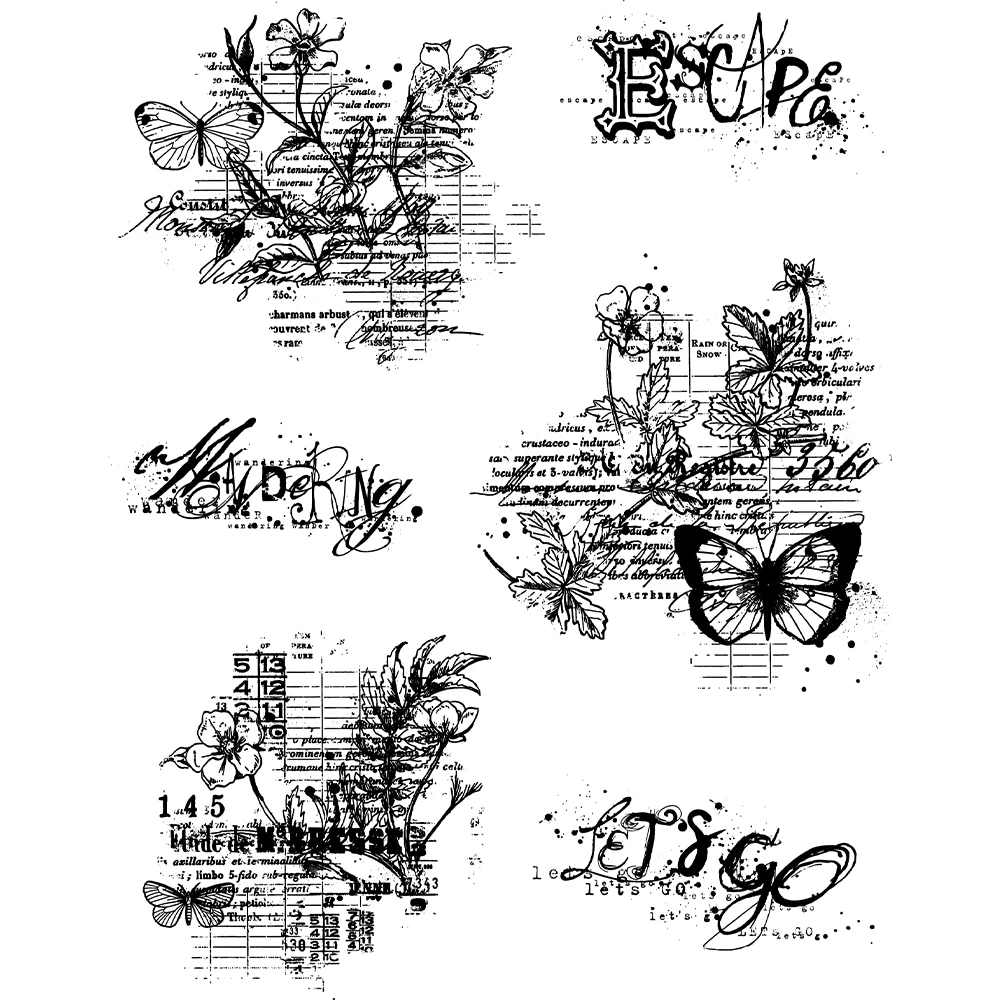 Mangocraft Vintage Flowers And Butterfly Clear Stamp DIY Scrapbooking Supplies Silicone Stamps For Card Making Albums Decor