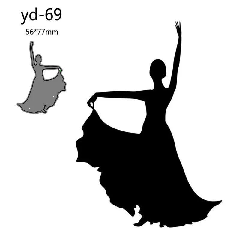Dancing Woman Long Dress Metal Cutting Dies Decoration Scrapbooking Card Craft