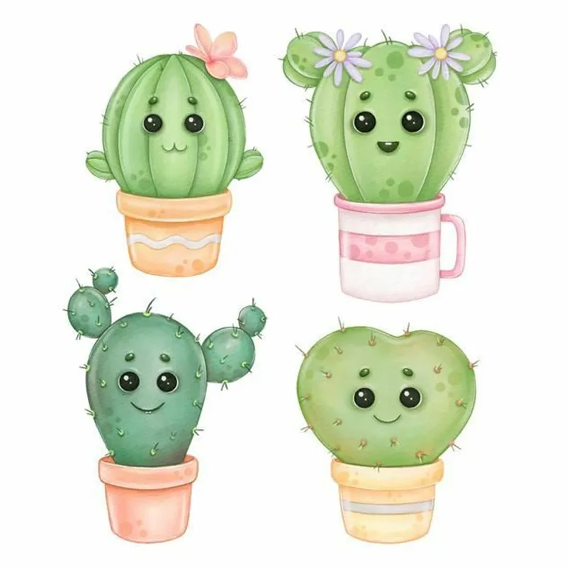 Kawaii Potted Cactus Plants Metal Cutting Dies Clear Stamps Card Making Craft