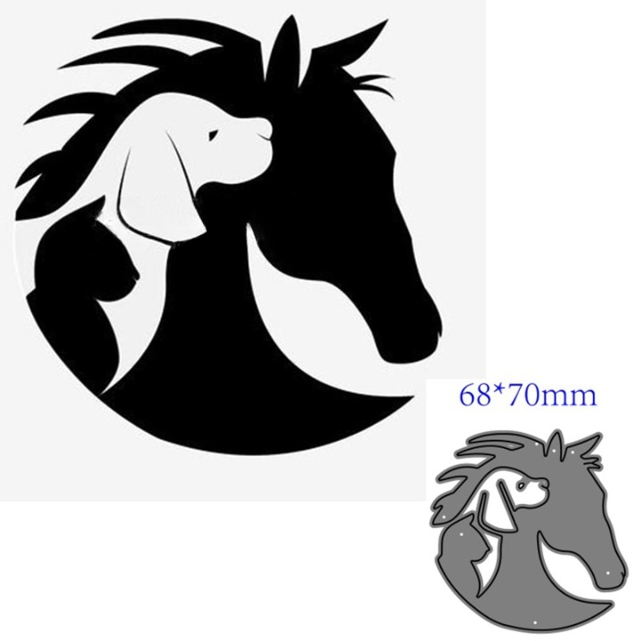 Animal Horse Dog Cat Metal Cutting Dies Decoration Scrapbook Paper Craft Card