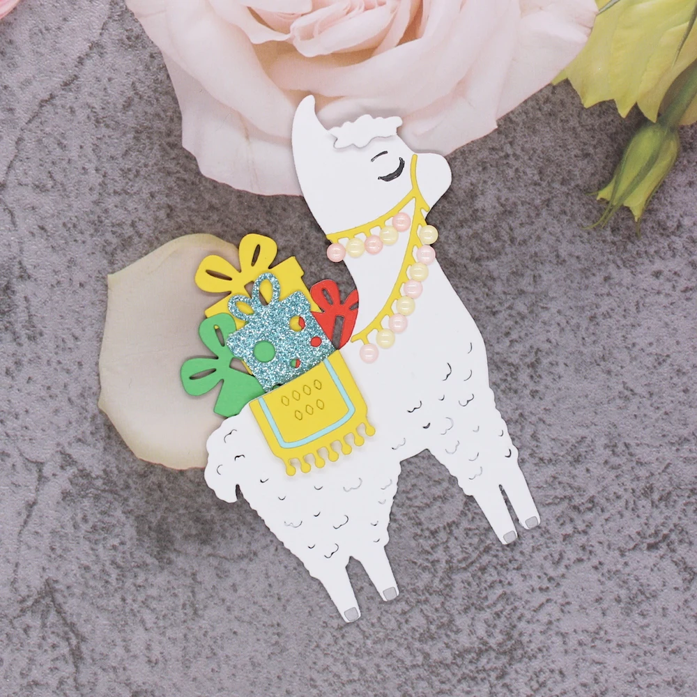 Christmas Gift Llama Metal Cutting Dies Scrapbooking Decorative Card Craft