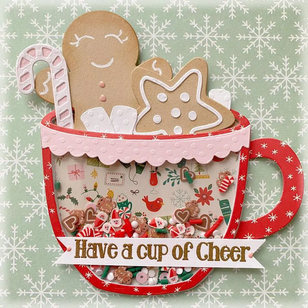 Christmas Mug Gingerbread Man Cookie Candy Cane Metal Cutting Dies Card Craft