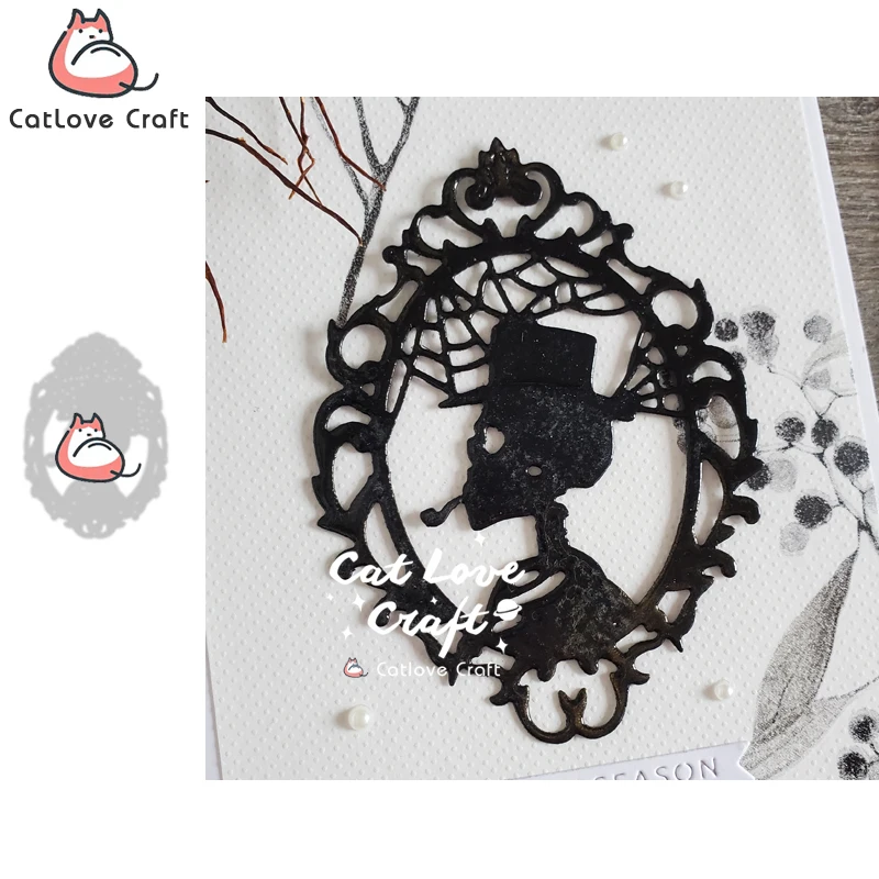 Halloween Vintage Skeleton Frame Man Woman Metal Cutting Dies Card Craft