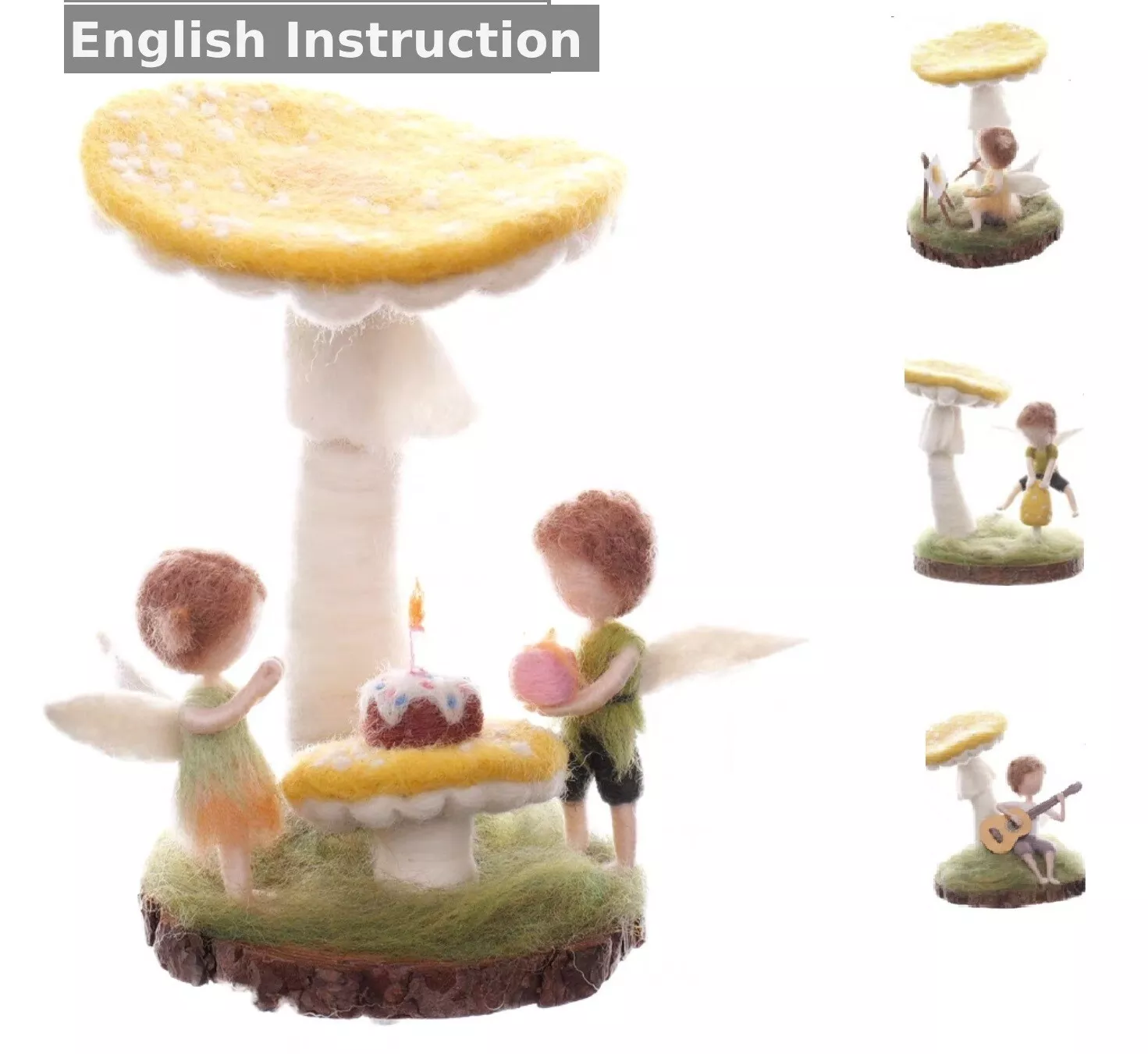 Wool Felt Poking DIY Material Kit Childhood Handmade Mushroom Kid Needle Felting