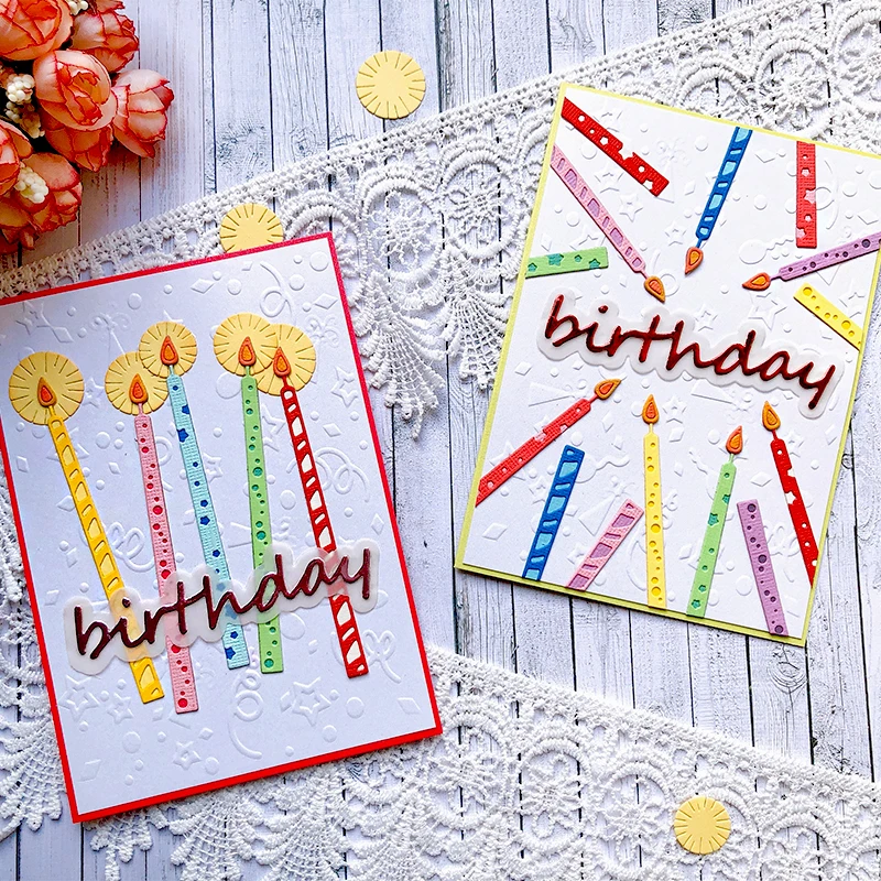 Birthday Party Candles Metal Cutting Dies Scrapbook Album Decorative Card Craft