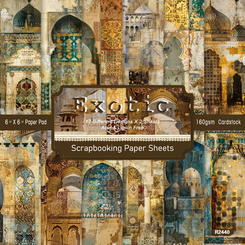 Arabian Arches Buildings Architecture Scrapbook Card Journal Craft Paper