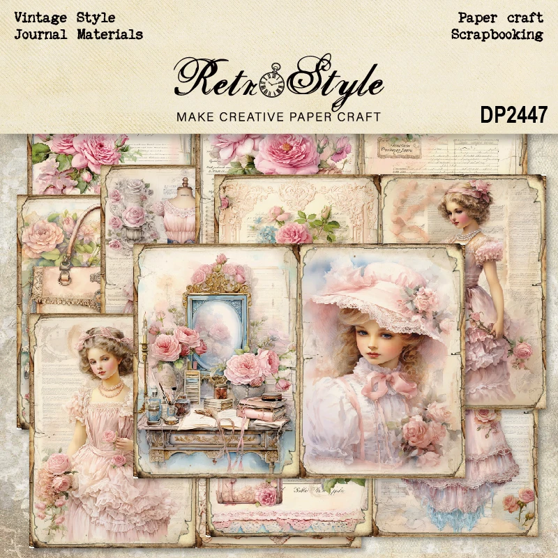 Flower Hat Dresses Women Vanity A5 Scrapbook Card Journal Craft Paper