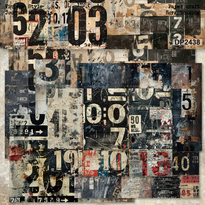 Newspaper Magazine Numbers A5 Scrapbook Card Journal Craft Paper