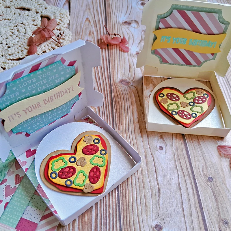 Pizza Box Heart Pizza Food Metal Cutting Dies Scrapbooking Card Making Craft