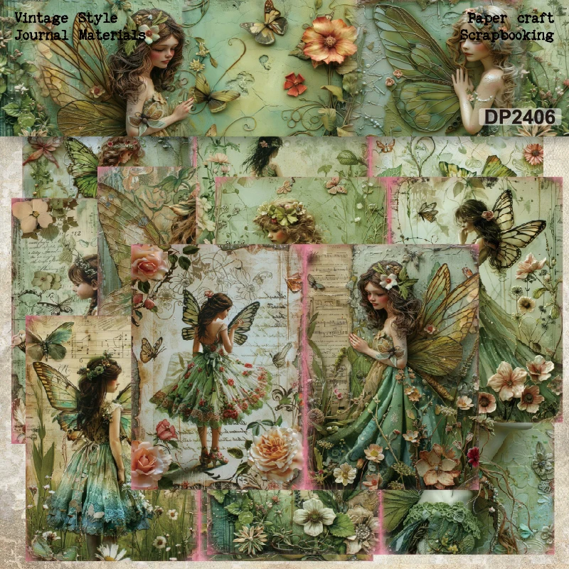 Butterfly Wing Fairies Flowers A5 Scrapbook Card Journal Craft Paper