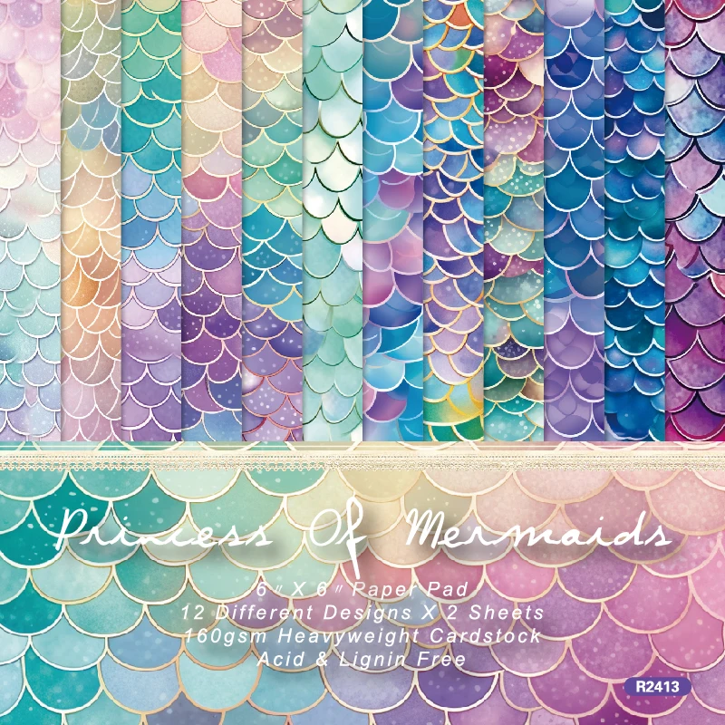 Colorful Mermaid Tail Scales Fish Scales Scrapbook Card Craft Cardstock Paper
