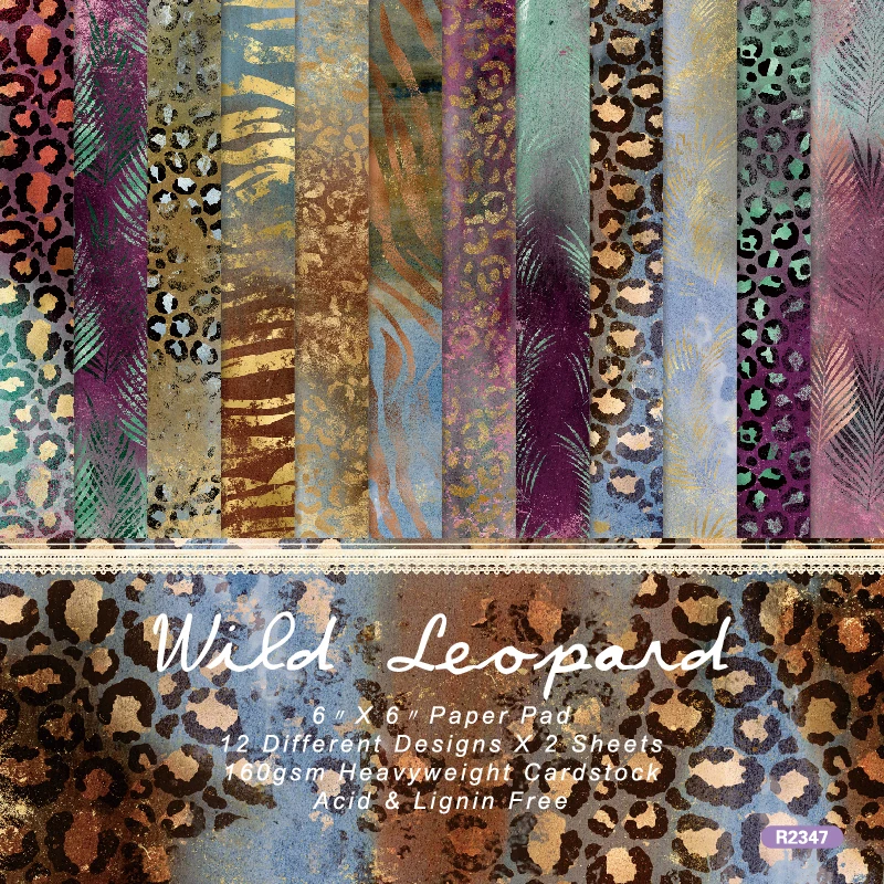 Leopard Print Tiger Stripes Leaves Scrapbook Card Journal Craft Cardstock Paper