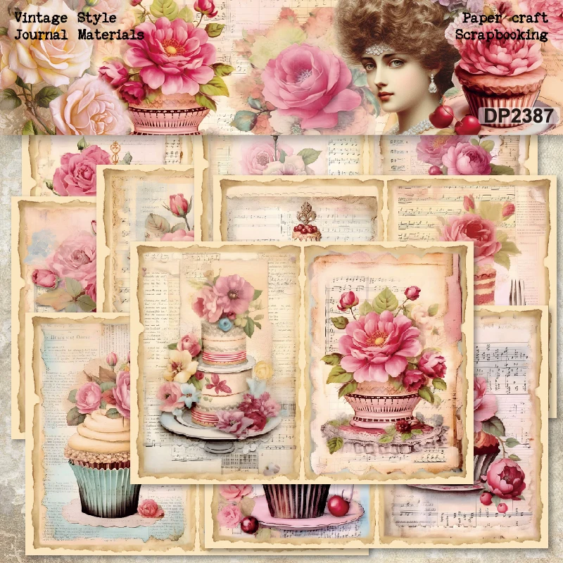 Cupcakes Cakes Flowers Dessert Food A5 Scrapbook Card Journal Craft Paper