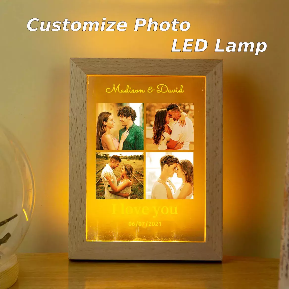 Customize Lovers Photo Frame Night Light Personalized Photos Acrylic LED Lamp