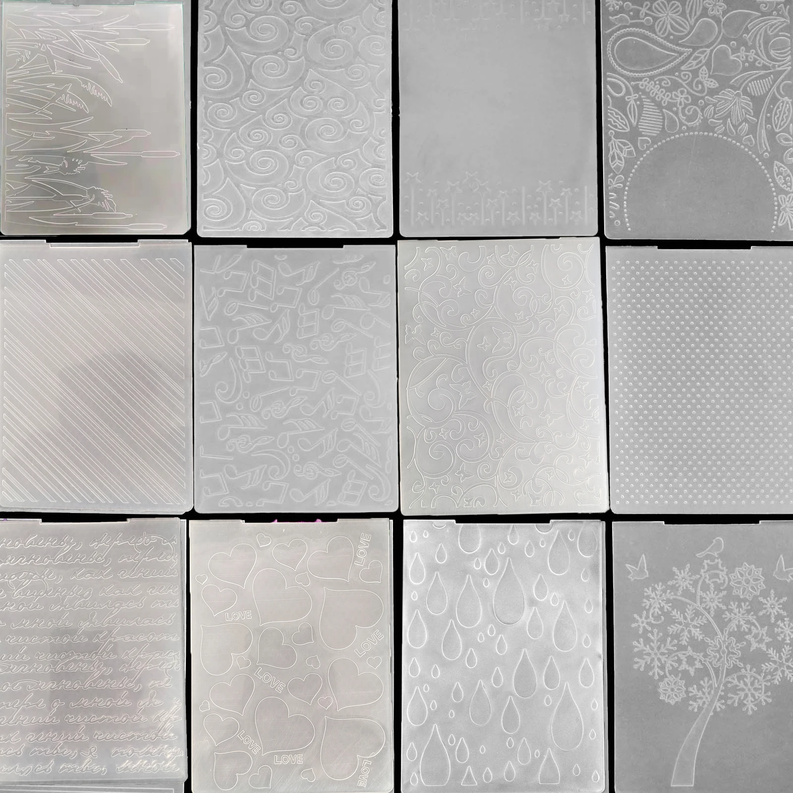 Raindrops Dots Vine Swirls Grass Bow Tree Music Note Embossing Folder Card Craft