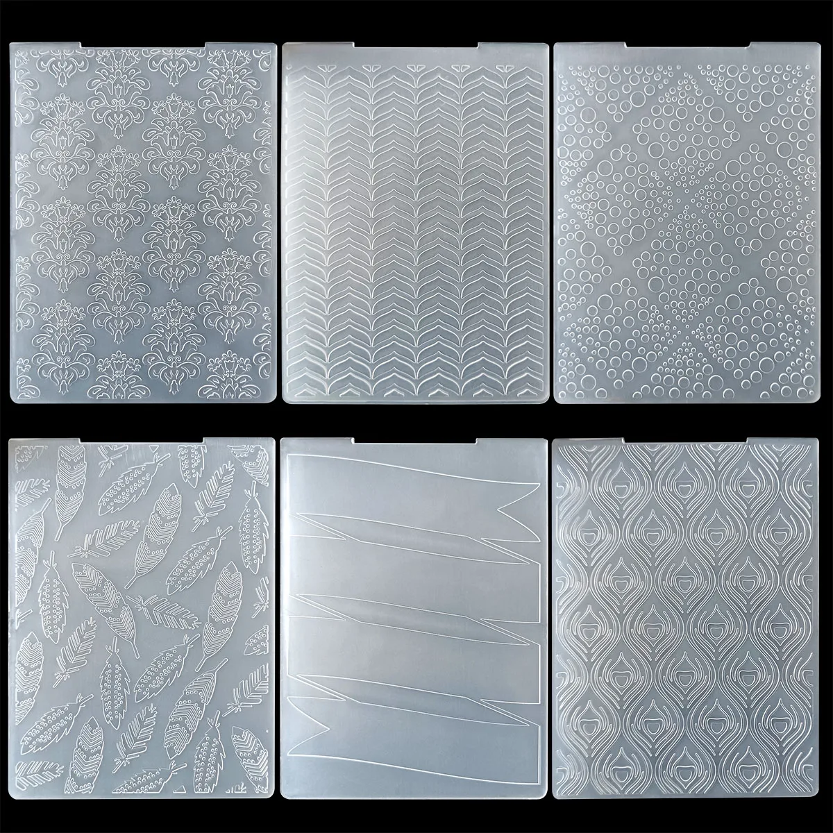 Peacock Feather Bubbles Ribbon Banner Embossing Folder Card Making Craft