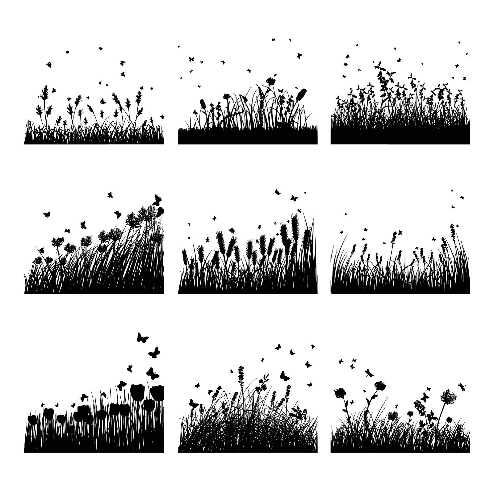 Meadow Flowers Grass Butterfly Clear Stamps Scrapbooking Card Making Craft