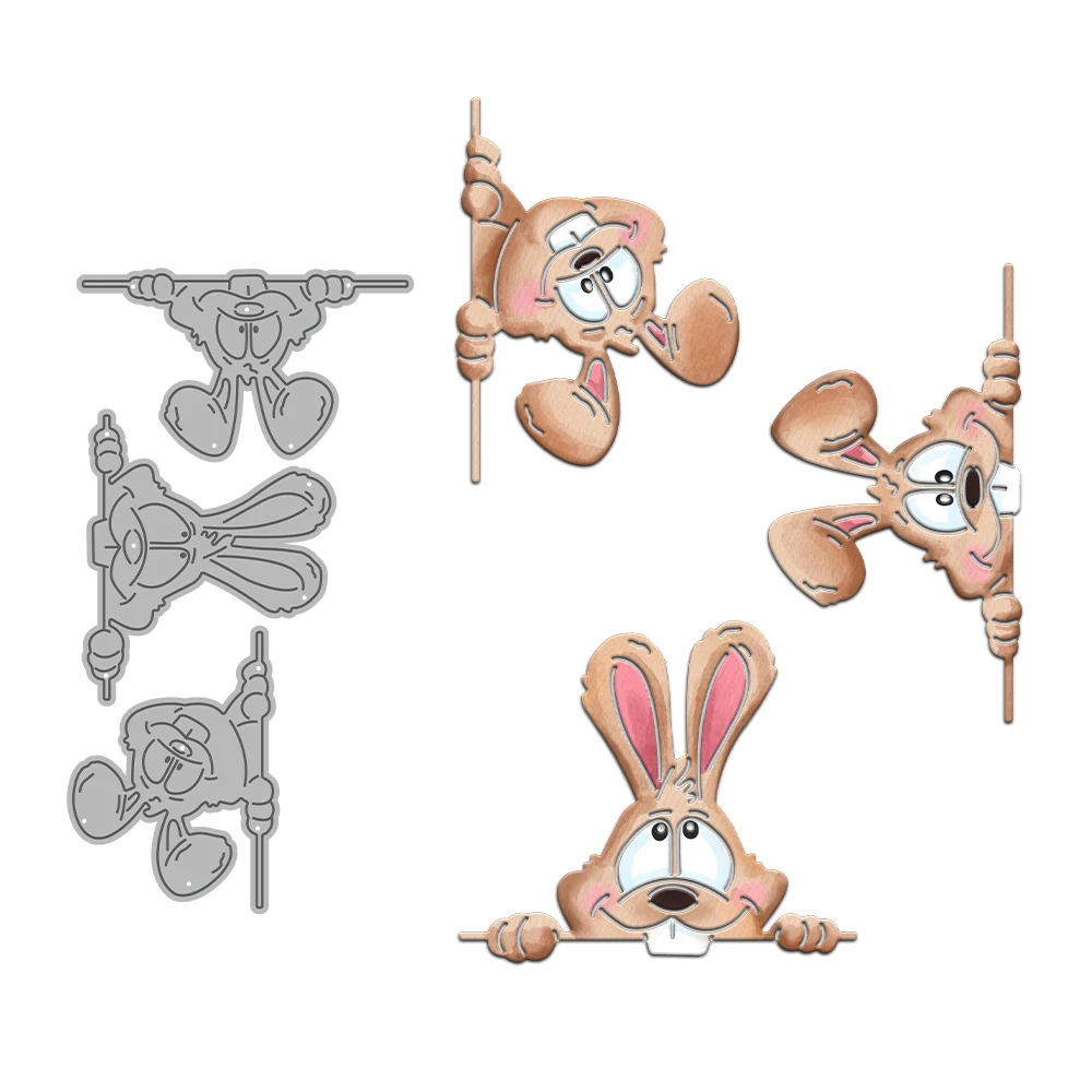 Silly Peeking Rabbit Metal Cutting Dies Scrapbooking Card Making Craft
