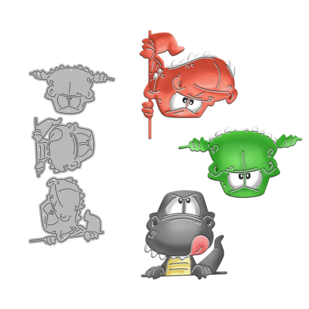 Silly Peeking Dinosaur Metal Cutting Dies Scrapbooking Card Making Craft