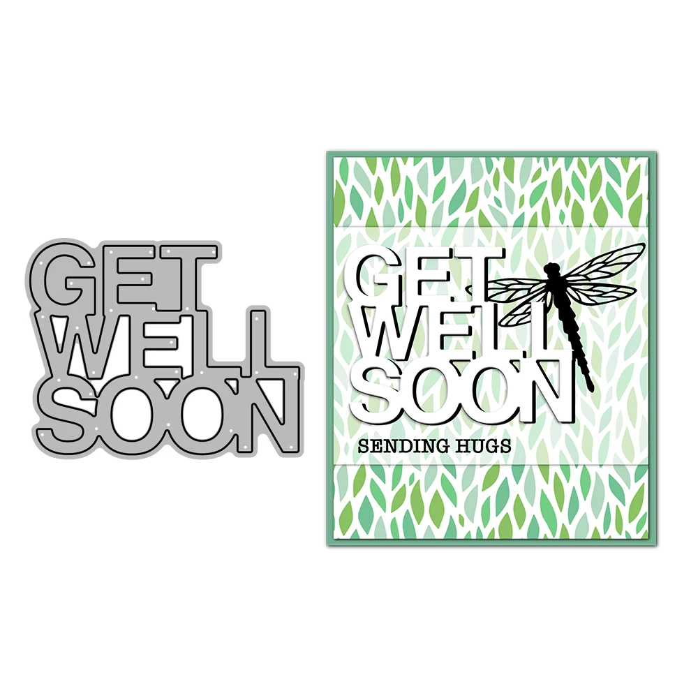Get Well Soon Phrase Words Metal Cutting Dies Scrapbooking Card Making Craft
