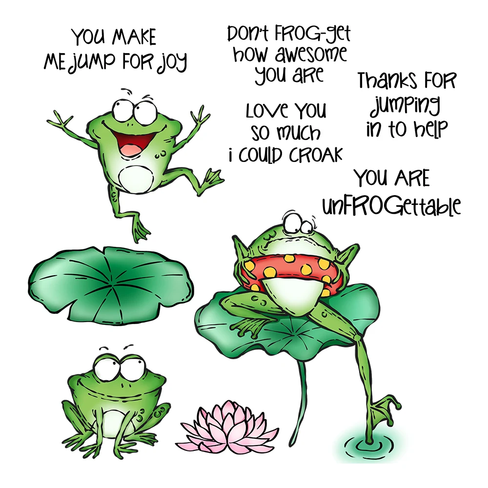 Mangocraft Cute Cartoon Frogs In Pond Metal Cutting Dies Clear Stamps DIY Scrapbooking Cut Dies Silicone Stamps For Cards Albums