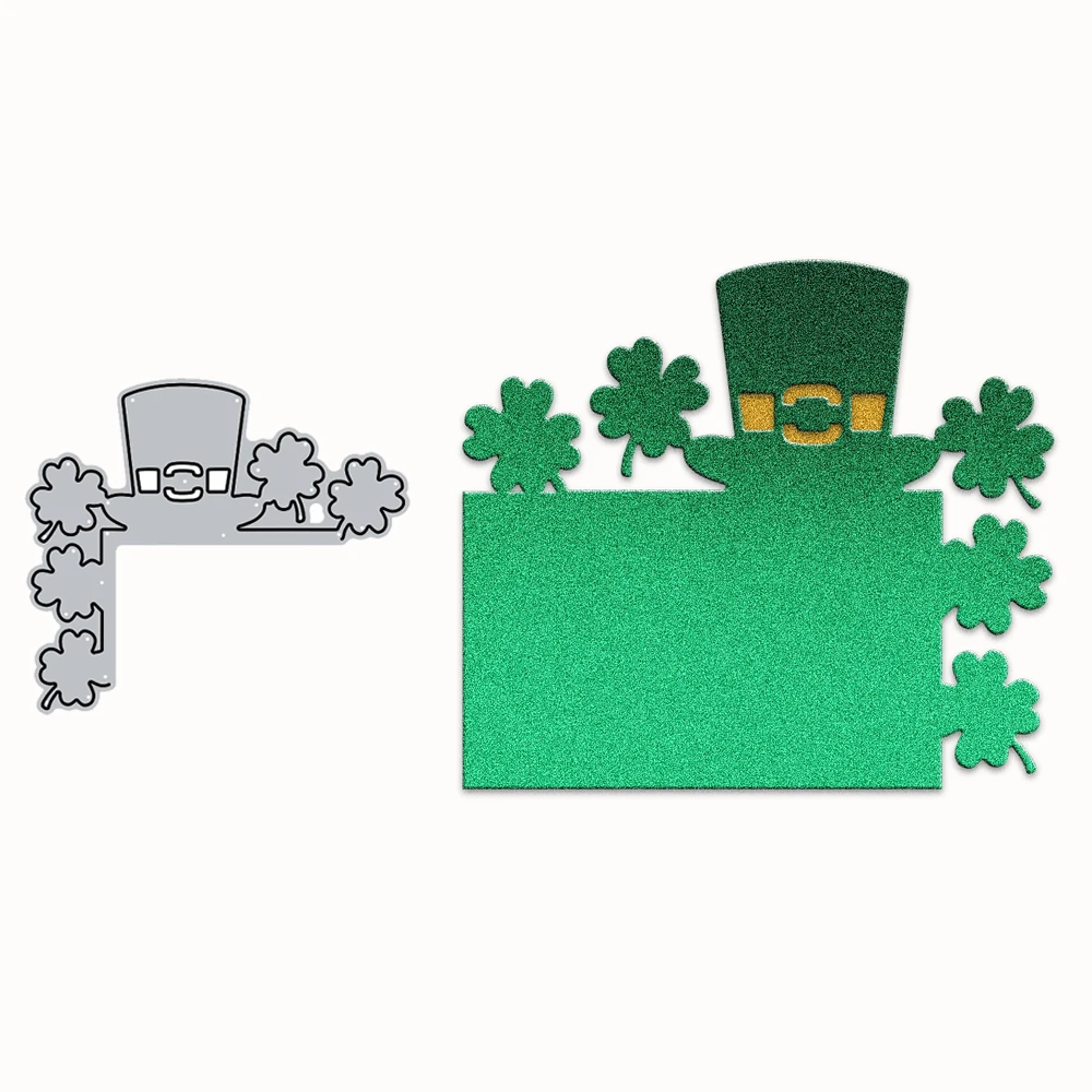 St. Patrick's Day Leprechaun Hat Clovers Corner Frame Metal Cutting Dies Craft