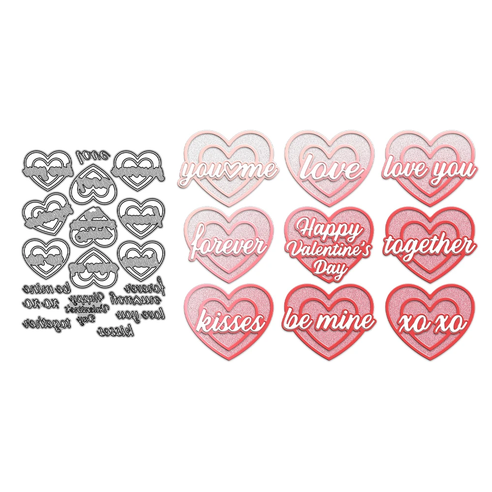 Valentine's Day Hearts Love You Be Mine Together Forever Metal Cutting Dies