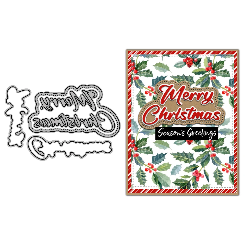 Merry Christmas Stitch Frame Metal Cutting Dies Scrapbooking Card Making Craft