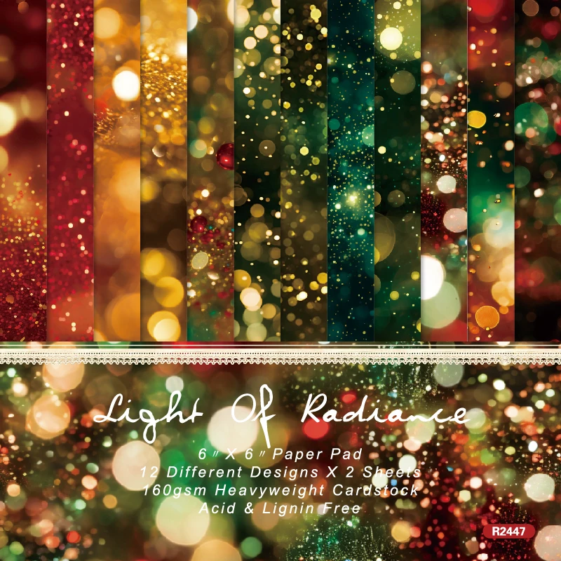 Christmas Glitter Sparkles Lights Scrapbook Card Journal Craft Cardstock Paper