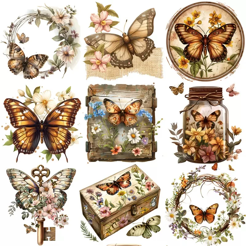 Butterfly Flowers Jar Wreath Planner Journal Scrapbooking Stickers Craft