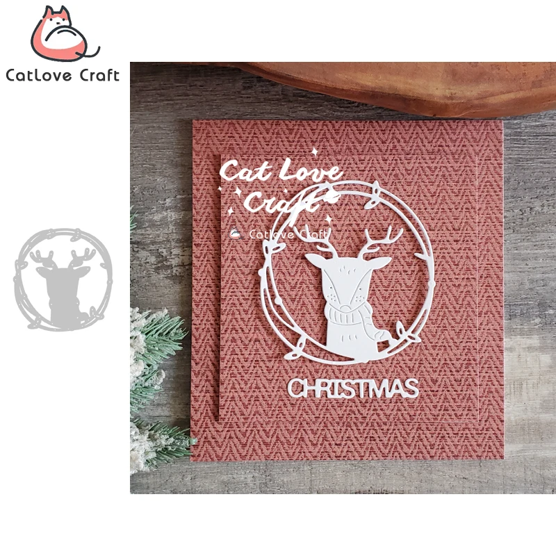 Christmas Reindeer Leaf Vine Frame Metal Cutting Dies Scrapbook Card Craft