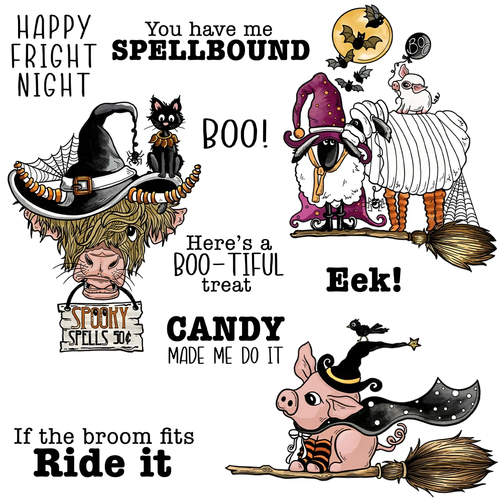 Halloween Animals Candy Made Me Do It Boo Eek Metal Cutting Dies Clear Stamps