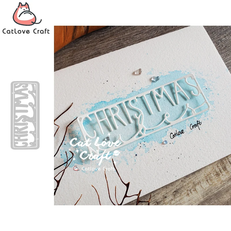 Christmas Vibes Words Frame Metal Cutting Dies Scrapbooking Card Making Craft