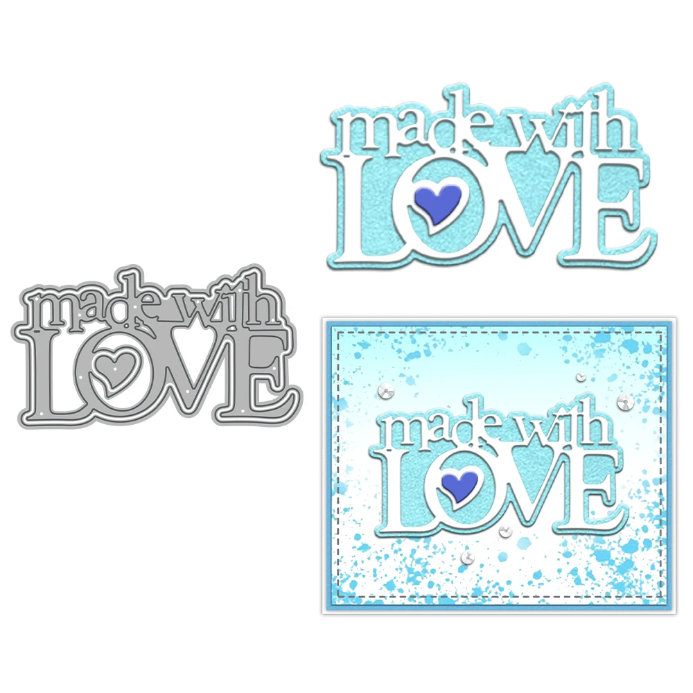 Made With Love Phrase Words Metal Cutting Dies Scrapbooking Card Making Craft