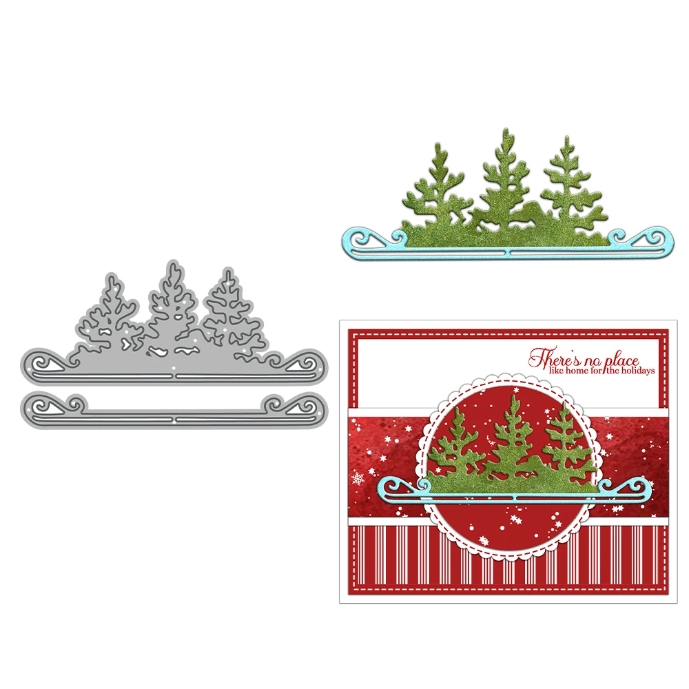 MangoCraft Winter Skate Trees Mini Cutting Dies DIY Scrapbooking Supplies Metal Dies Knife Mold For Card Making Albums Decor