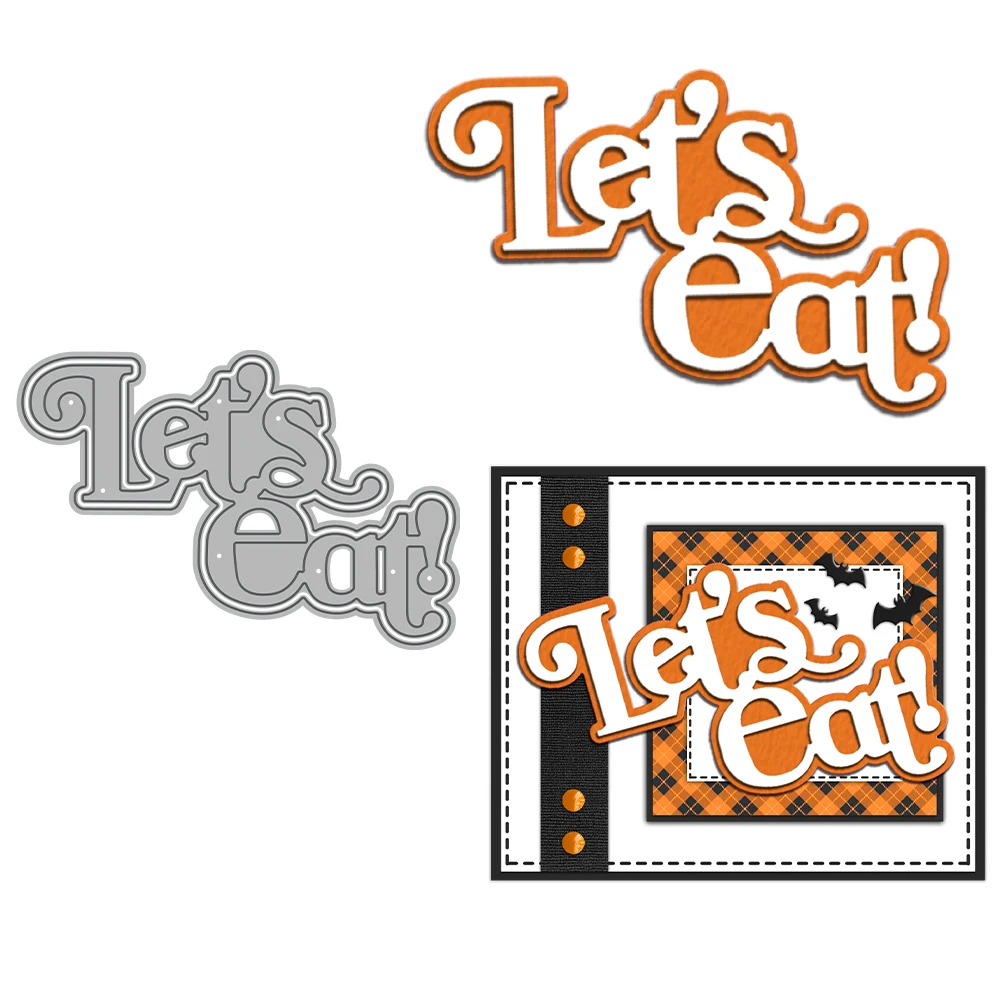 Halloween Thanksgiving Let's Eat Phase Metal Cutting Dies Card Making Craft