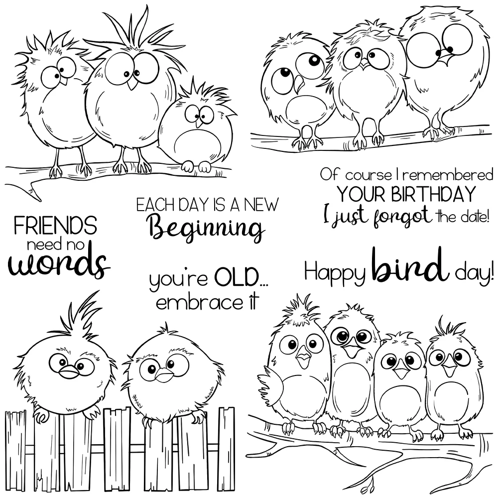Mangocraft Funny Birds Cutting Dies Clear Stamp DIY Scrapbooking Supplies Metal Dies Silicone Stamp For Cards Albums Decor
