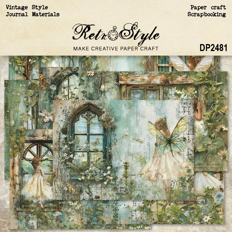 Fairies Windows Flowers A5 Scrapbook Card Journal Craft Paper