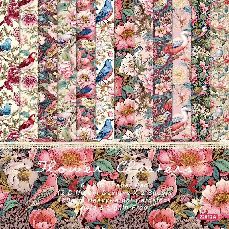 Colorful Birds Flowers Scrapbook Card Journal Craft Cardstock Paper
