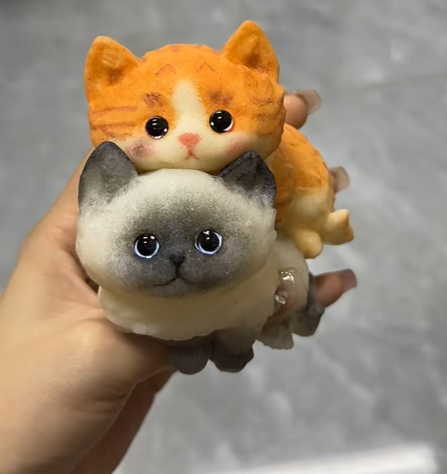 Soft Furry Orange Siamese Cat Squishy Squeezable Anti Stress Anxiety Relief Toy