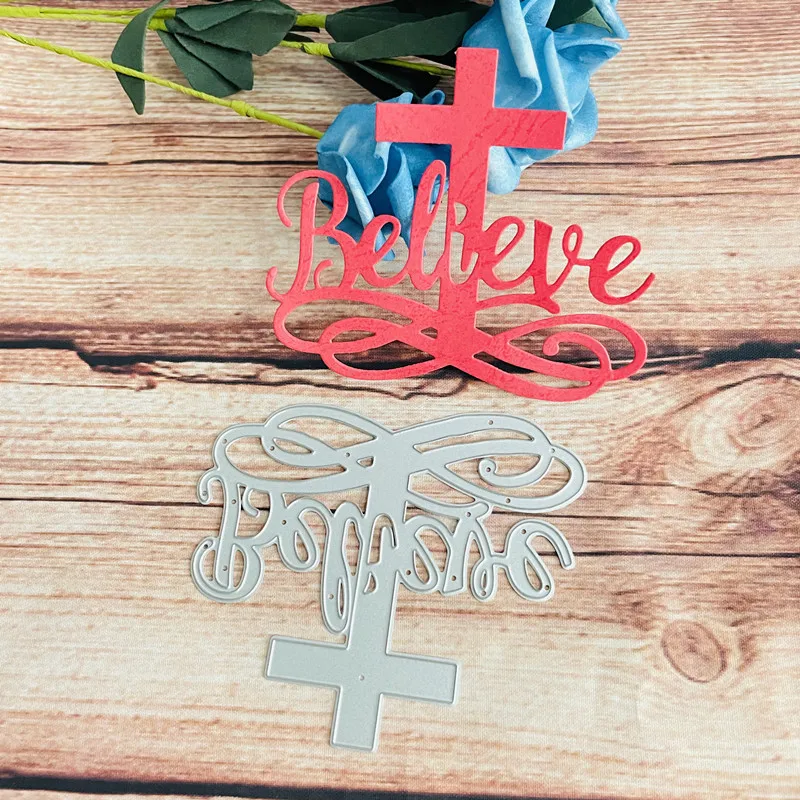 Christianity Religion Cross Believe Metal Cutting Dies Scrapbook Card Craft
