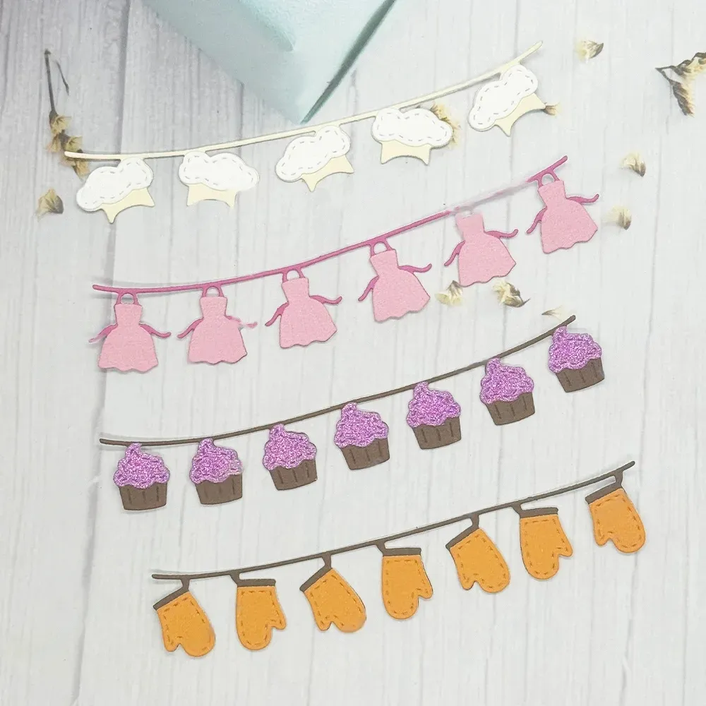 Baking Garland Hat Apron Oven Mitt Cupcake Metal Cutting Dies Card Craft