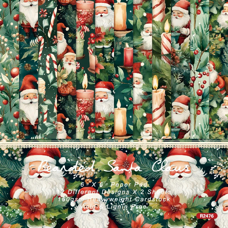 Christmas Santa Claus Candles Candy Canes Scrapbook Card Craft Cardstock Paper