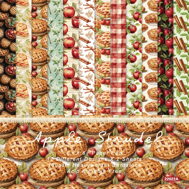 Apple Pie Apples Cinnamon Plaid Tablecloth Scrapbook Card Craft Cardstock Paper
